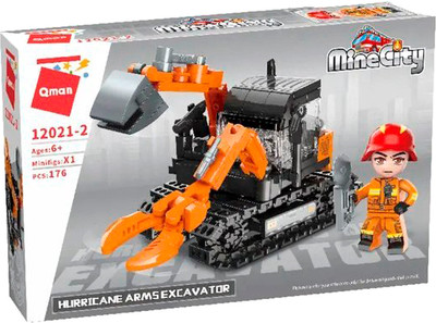 Конструктор Qman Пожарный трактор-манипулятор / 12021q/12021-2 (176эл)