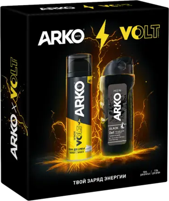 Набор косметики для тела Arko Пена для бритья Energy+Гель для душа Black (200мл+260мл)
