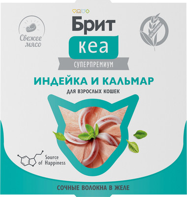 Влажный корм для кошек Brit Care Индейка и кальмар в желе / 1062929 (75г)