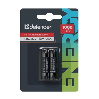 Комплект аккумуляторов Defender HR03-2BL 1000mAh ААА Ni-MH / 56511 (2шт)