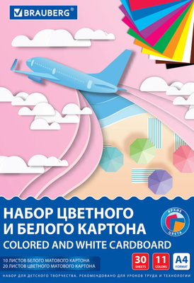 Набор цветного картона Brauberg Superjet / 116422 (30л)