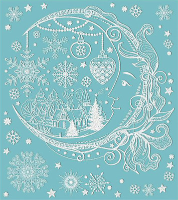 Наклейка на окно Феникс-Презент Месяц ПВХ пленка с глиттером с раскраской 86029