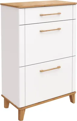 Тумба для обуви MODULA Карпин INV01T-3S-776/425/1181(02) (дуб натюрель/белый премиум)