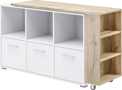 Тумба MODULA Кото INV09SP-3S-1369/420/758(02) (дуб натюрель/белый премиум)