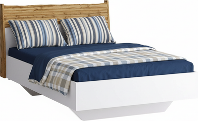 Двуспальная кровать MODULA Сэлва INV04K-1500/2181/1100(02) (дуб натюрель/белый премиум)