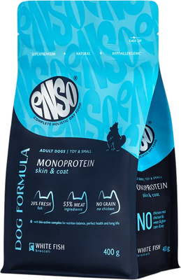 Сухой корм для собак ENSO DF Monoprotein Для мелк/мини белая рыба брокколи / 020/251215 (400г)