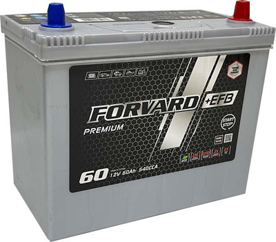 Автомобильный аккумулятор FORVARD EFB Premium Asia 540A B24 / FEAB24.60.540.SMF+L (60А/ч, (1) тонк. клеммы)