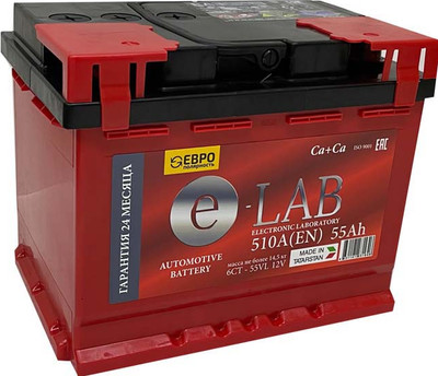 Автомобильный аккумулятор E-Lab (0) 510A L2 6CT-55 / 055 112 K11 E (55А/ч)