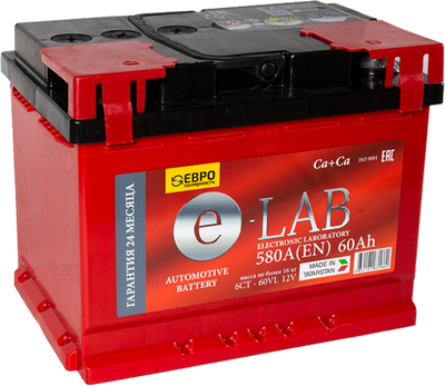 Автомобильный аккумулятор E-Lab (0) 580A L2 6СТ-60/ 060 112 K11 E (60А/ч)