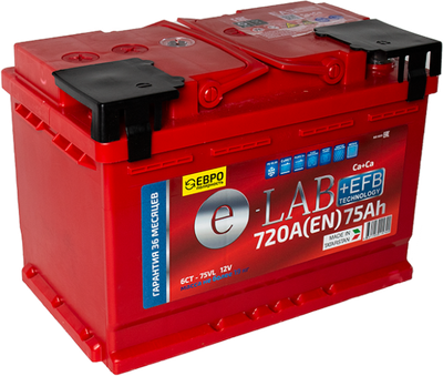 Автомобильный аккумулятор E-Lab +EFB 75 Ah (0) 720A L3 6СТ-75 / 075 111 K11 E (75А/ч)