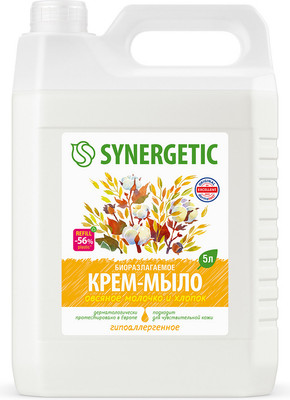 Мыло жидкое Synergetic Биоразлагаемое. Овсяное молочко и хлопок (5л)