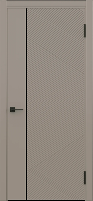 Дверь межкомнатная Geometrica PM 6 ДГ 80x200 ABS (крим/черный с 2-х сторон молдинг)