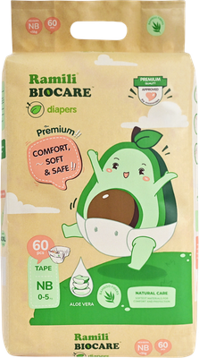 Подгузники детские Ramili Biocare Newborn / NBD60 (NB, 60шт)