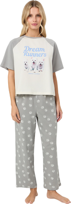 Пижама Mark Formelle 592631 (р.164/170-100-106, молочный/лапки на сером)