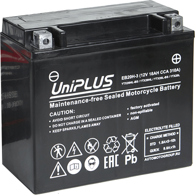Мотоаккумулятор UniPLUS HP (0) 310A YTX20L-BS / EB20H-3 (18А/ч)
