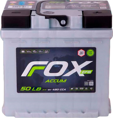 Автомобильный аккумулятор FOXACCUM EFB 50 Ah (0) низкий 450A LB1 / 12V50 AH/LB1B (50А/ч)