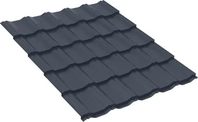 Металлочерепица Скайпрофиль Модульная Вилейская Волна 350x25 Эконом Плюс-Пэ-мат RAL7024 (0.72м)