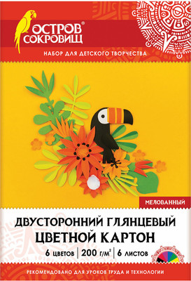 Набор цветного картона Остров Сокровищ 111317 (6цв)