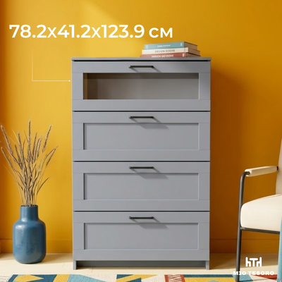 Комод Mio Tesoro Нави 4 ящика 2.15.02.030.4  (серый, со стеклом )