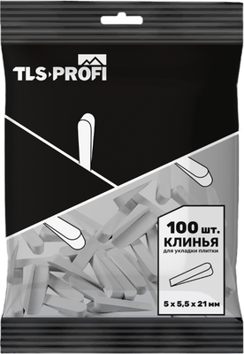 Клинья для выравнивания плитки TLS-Profi 5х5,5х21мм / TLSZAK212025 (100шт)