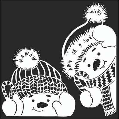 Наклейка на окно Зимнее волшебство Два снеговика / 10075679 (45х45см)