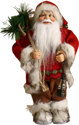 Фигура под елку Зимнее волшебство Дед Мороз В красной шубке, с фонариком и мешочком / 3555419