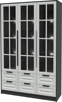 Шкаф с витриной Интерлиния Концепт КТ-ШВ3 с подсветкой Деко (антрацит/грей)