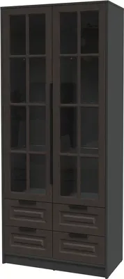 Шкаф с витриной Интерлиния Концепт КТ-ШВ2 Деко (антрацит/дуб английский)