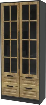 Шкаф с витриной Интерлиния Концепт КТ-ШВ2 Деко (антрацит/дуб вотан)