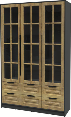 Шкаф с витриной Интерлиния Концепт КТ-ШВ3 Деко (антрацит/дуб вотан)