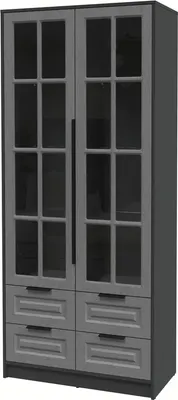 Шкаф с витриной Интерлиния Концепт КТ-ШВ2 Деко (антрацит/дуб серый)