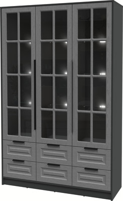 Шкаф с витриной Интерлиния Концепт КТ-ШВ3 с подсветкой Деко (антрацит/дуб серый)
