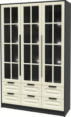 Шкаф с витриной Интерлиния Концепт КТ-ШВ3 с подсветкой Деко (антрацит/дуб снежный)