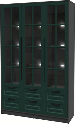 Шкаф с витриной Интерлиния Концепт КТ-ШВ3 с подсветкой Деко (антрацит/изумруд)