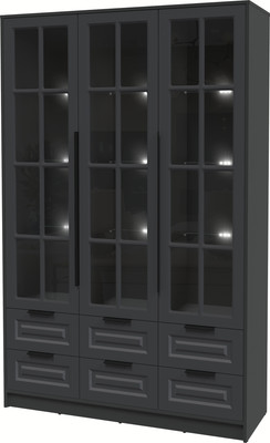 Шкаф с витриной Интерлиния Концепт КТ-ШВ3 с подсветкой Деко (антрацит/пепел)