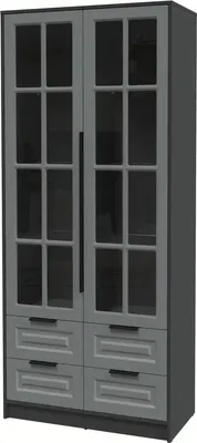 Шкаф с витриной Интерлиния  Концепт КТ-ШВ2 Деко (антрацит/серый)
