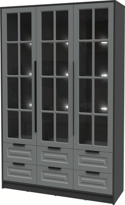 Шкаф с витриной Интерлиния Концепт КТ-ШВ3 с подсветкой Деко (антрацит/серый)
