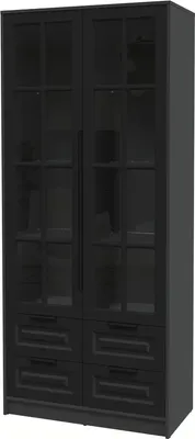 Шкаф с витриной Интерлиния Концепт КТ-ШВ2 Деко (антрацит/черный)