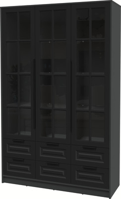 Шкаф с витриной Интерлиния Концепт КТ-ШВ3 Деко (антрацит/черный)