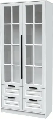 Шкаф с витриной Интерлиния Концепт КТ-ШВ2 Деко (белый платинум/белый)