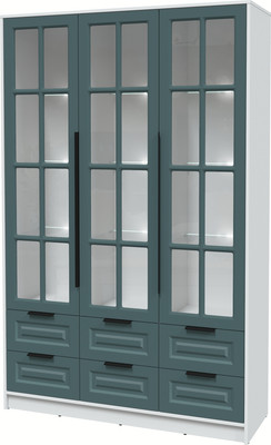 Шкаф с витриной Интерлиния Концепт КТ-ШВ3 с подсветкой Деко (белый платинум/верде)