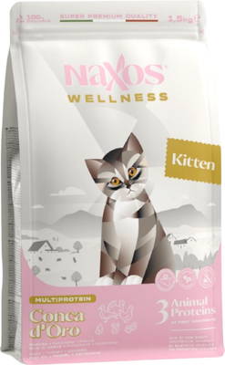 Сухой корм для кошек Adragna Naxos Wellness Kitten утка, курица и индейка (1.5кг)
