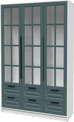 Шкаф с витриной Интерлиния Концепт КТ-ШВ3 Деко (белый платинум/верде)