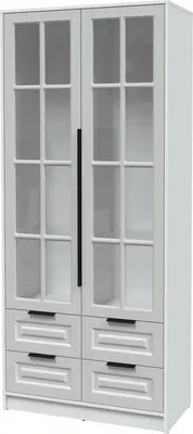 Шкаф с витриной Интерлиния Концепт КТ-ШВ2 Деко (белый платинум/грей)