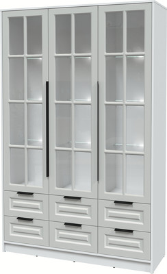 Шкаф с витриной Интерлиния Концепт КТ-ШВ3 с подсветкой Деко (белый платинум/грей)
