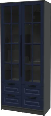 Шкаф с витриной Интерлиния Концепт КТ-ШВ2 Деко (антрацит/индиго)