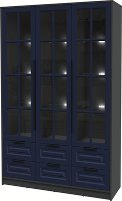 Шкаф с витриной Интерлиния Концепт КТ-ШВ3 с подсветкой Деко (антрацит/индиго)