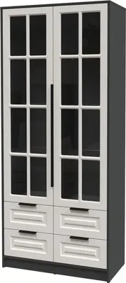Шкаф с витриной Интерлиния Концепт КТ-ШВ2 Деко (антрацит/кашемир)
