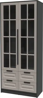 Шкаф с витриной Интерлиния  Концепт КТ-ШВ2 Деко (антрацит/луна)