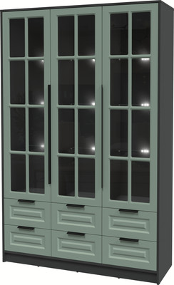 Шкаф с витриной Интерлиния Концепт КТ-ШВ3 с подсветкой Деко (антрацит/мята)